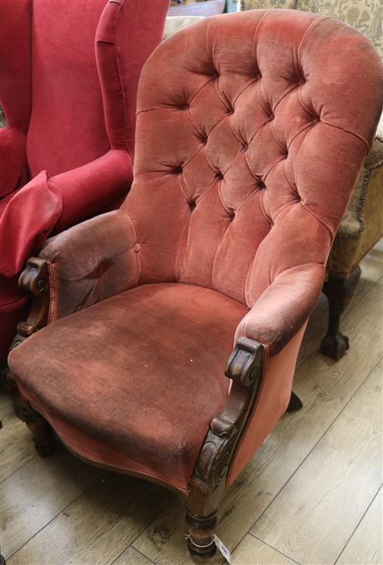 A Victorian button back nursing chair